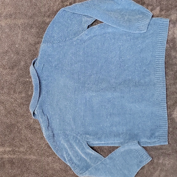 Alfred Dunner Blue Chenille Women's Cardigan With Zipper Large - Picture 6 of 6